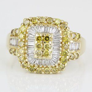 10k Yellow Gold Round + Baguette-cut Diamond Anniversary / Cocktail Ring by HNJG